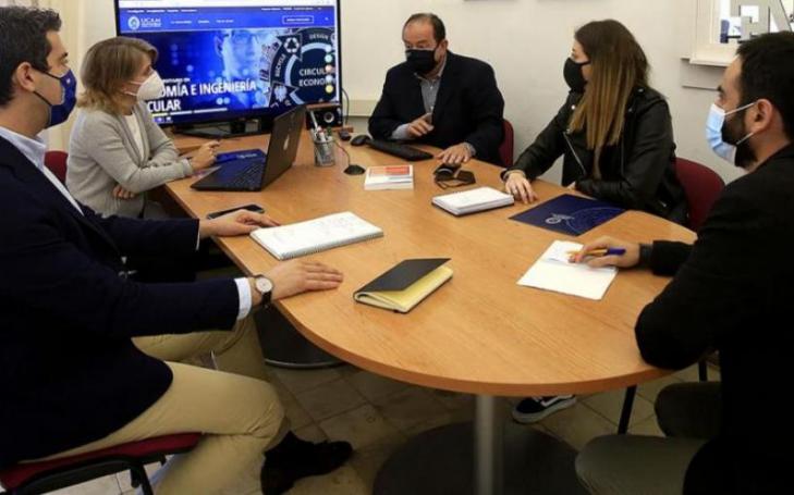 Working meeting of the RS Chair with the Vice-rector for Research, Estrella Núñez, and the director of OPRI, Pablo Cano.