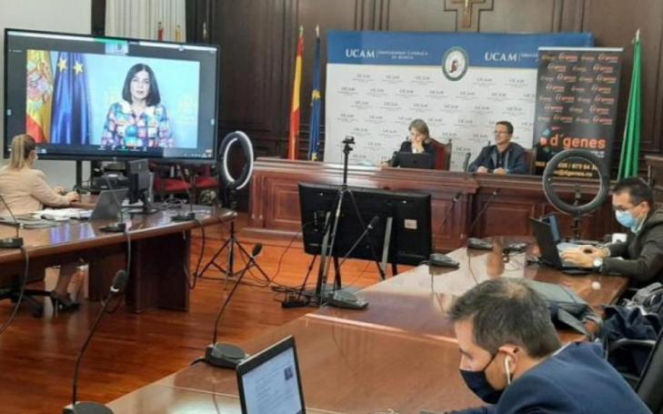 Carolina Darias, Minister of Health, during her speech at the opening of the Congress on Rare Diseases.