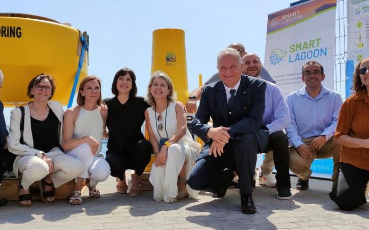 Estrella Núñez, Vice-Rector of Research at UCAM, with the Minister Diana Morant after visiting the Spanish Institute of Oceanography