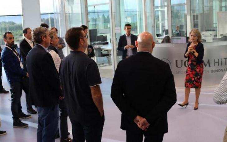 Estrella Núñez, vice-rector for Research, and César Nicolás, director of the ITM, during an event at UCAM HiTech