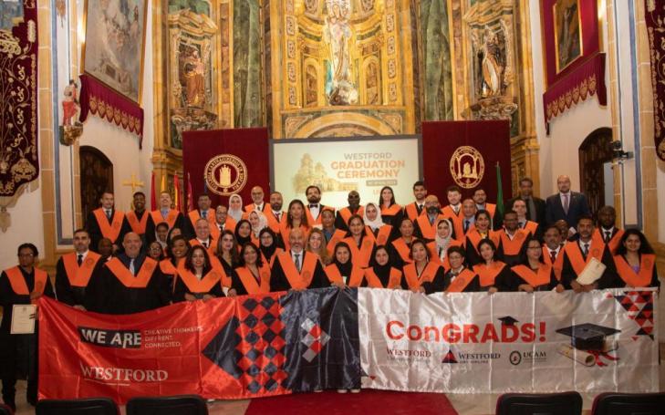 A group of UCAM MBA, Executive MBA, MPhil and DBA graduates.