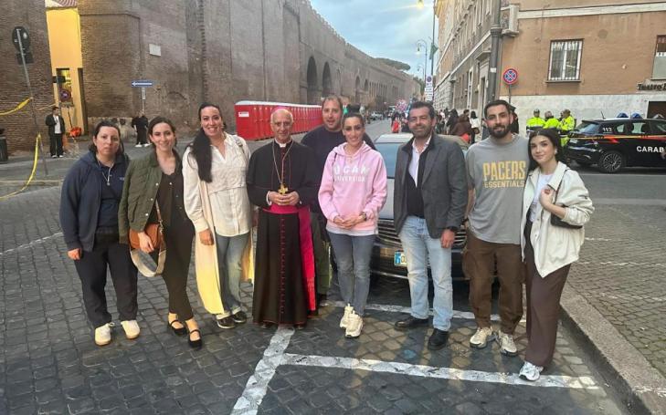 Members of the UCAM delegation in Rome with Mr Rino Fisichella