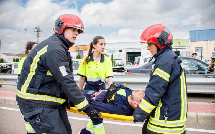 A snapshot of the drill carried out at the Murcia City Council Fire Academy