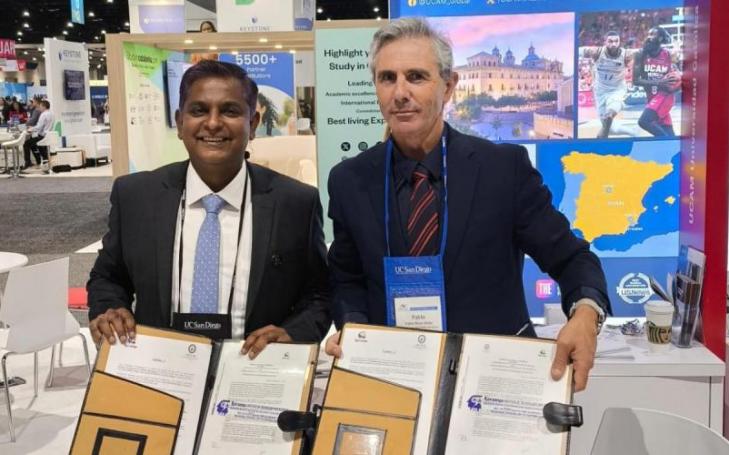 Pablo Blesa, UCAM Vice-Rector of International Relations and Communication, after the agreement signed with Karunya University (India)