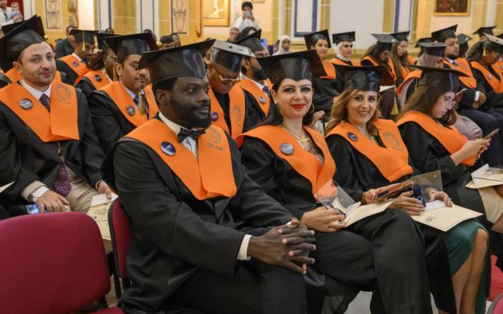 Some of the students during the graduation ceremony held at the Temple of the Los Jerónimos Monastery