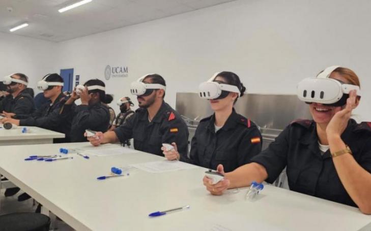 Members of the Marine Infantry School &#039;General Albacete y Fuster&#039; of Cartagena during one of the project&#039;s training sessions at UCAM Cartagena