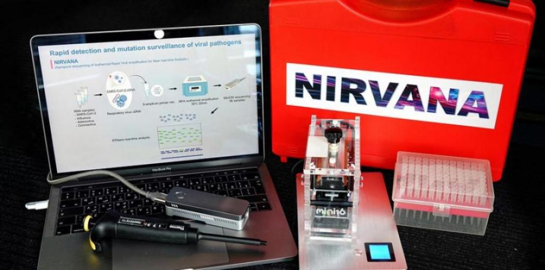 Image of the NIRVANA device that simultaneously detects and sequences the SARS-CoV-2 virus and any of its variants within minutes