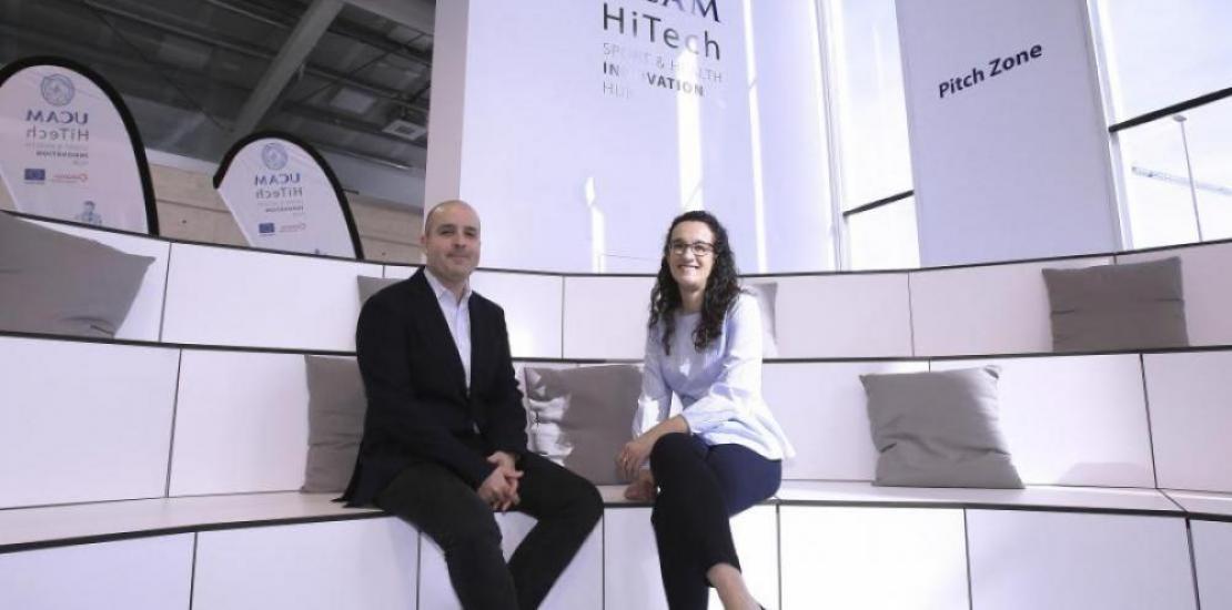 Researchers María Cuartero and Gastón Crespo, in the high-tech incubator UCAM HiTech, where they will develop their work