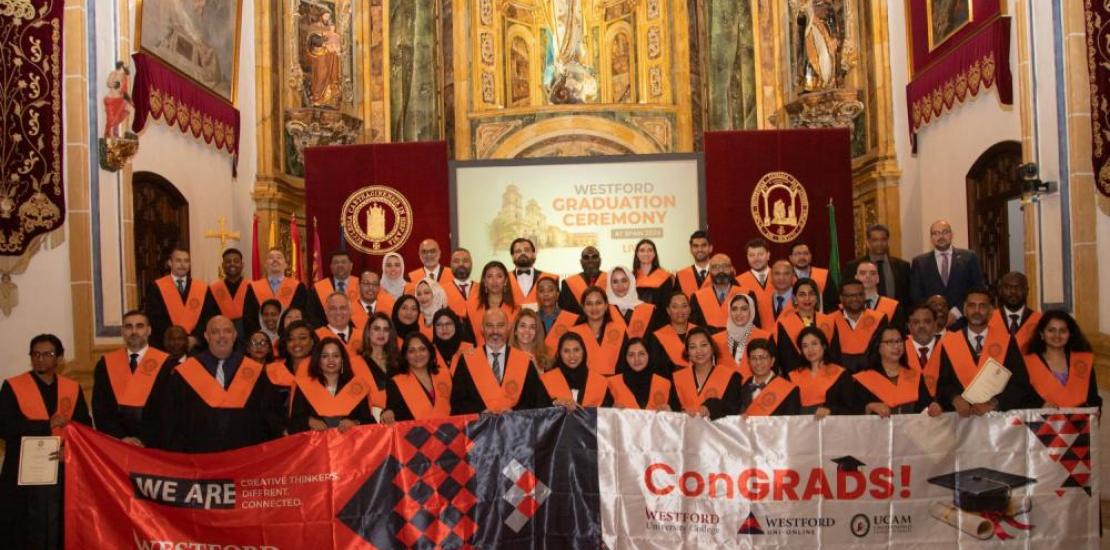 A group of UCAM MBA, Executive MBA, MPhil and DBA graduates.
