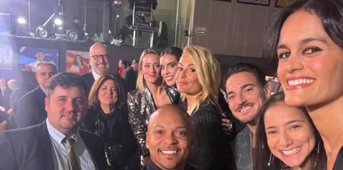 María Dolores García, UCAM President, with some of the Olympic athletes at the Spanish Olympic Committee Gala.