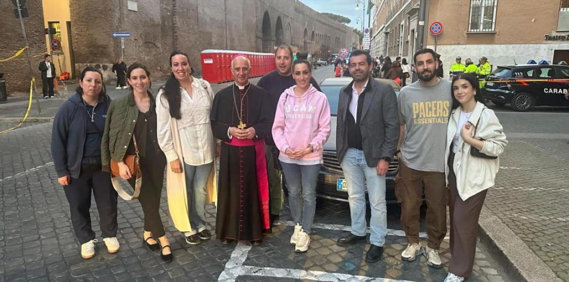 Members of the UCAM delegation in Rome with Mr Rino Fisichella