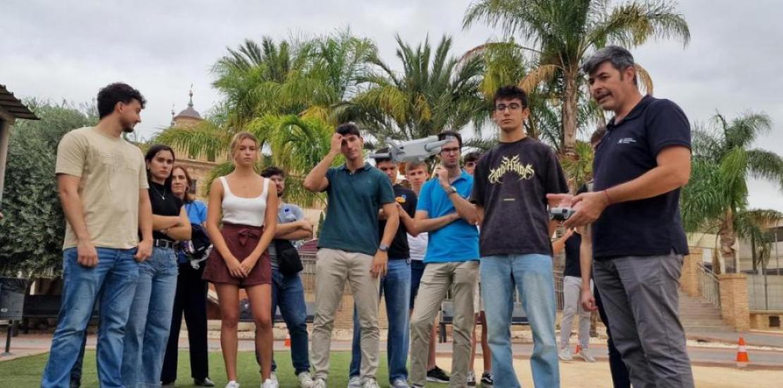 UCAM students training at the Drone Hub on the Murcia Campus.