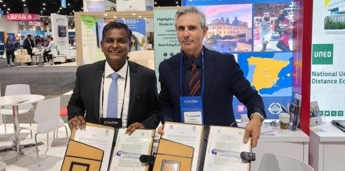 Pablo Blesa, UCAM Vice-Rector of International Relations and Communication, after the agreement signed with Karunya University (India)