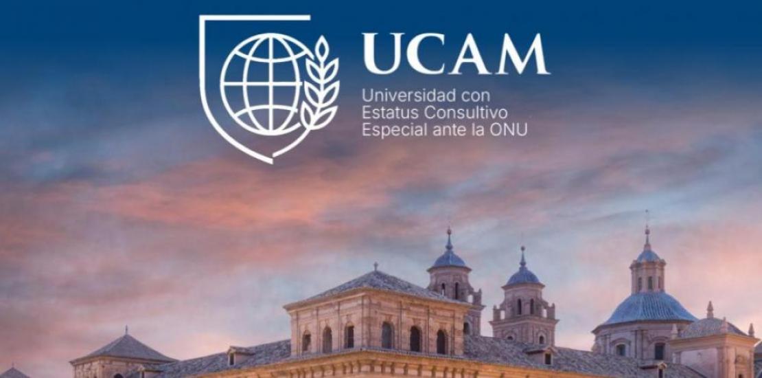 Creative artwork celebrating the recognition granted to UCAM by the UN