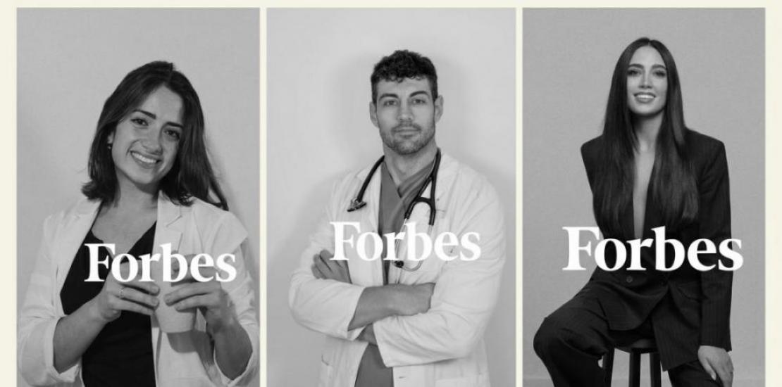 Forbes-recognized alumni: Sara Marín, José Abellán, and Marina Montiel.