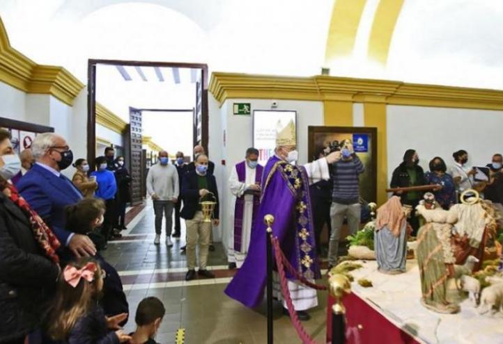 Moment of the blessing of the nativity scene in the Cloister of the Monastery