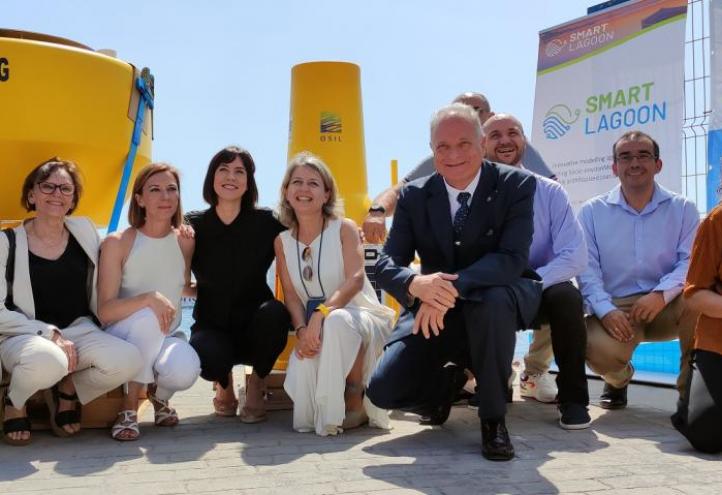 Estrella Núñez, Vice-Rector of Research at UCAM, with the Minister Diana Morant after visiting the Spanish Institute of Oceanography 