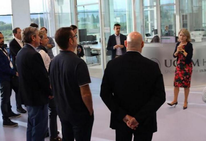 Estrella Núñez, vice-rector for Research, and César Nicolás, director of the ITM, during an event at UCAM HiTech