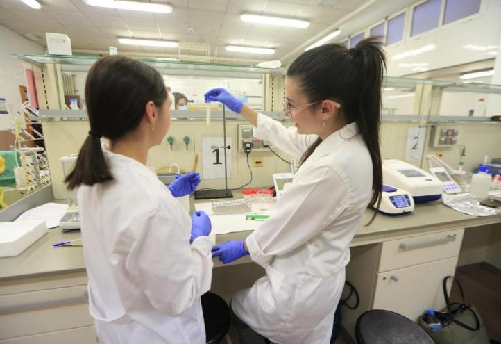 Students of the UCAM Degree in Human Nutrition and Dietetics during an internship in one of the laboratories of the Murcia Campus.