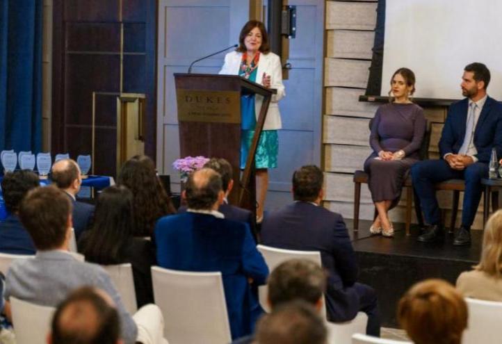 María Dolores García, UCAM president, during her speech at the ceremony celebrating the tenth anniversary of the Spanish language centre in Dubai