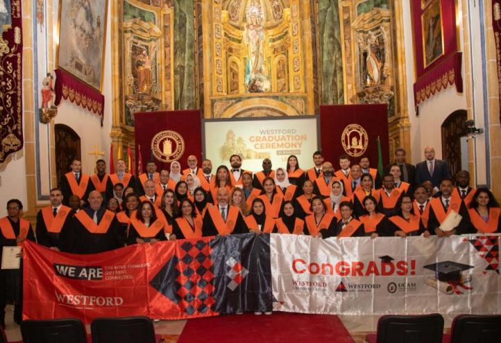 A group of UCAM MBA, Executive MBA, MPhil and DBA graduates.