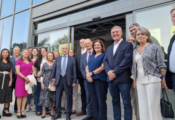 Group photo during the visit of Juan Carlos Izpisúa and Pedro Guillén to the UCAM headquarters in Madrid