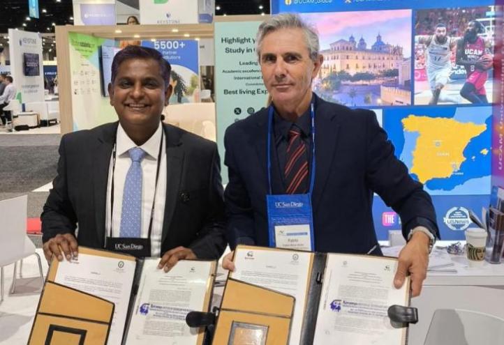 Pablo Blesa, UCAM Vice-Rector of International Relations and Communication, after the agreement signed with Karunya University (India)