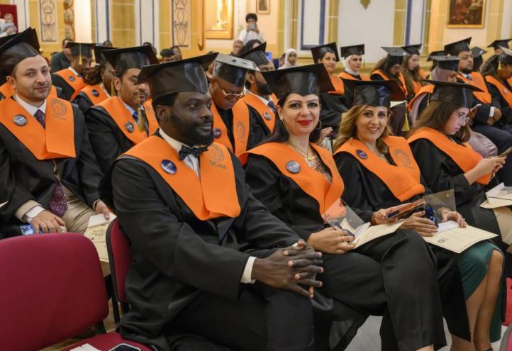 Some of the students during the graduation ceremony held at the Temple of the Los Jerónimos Monastery