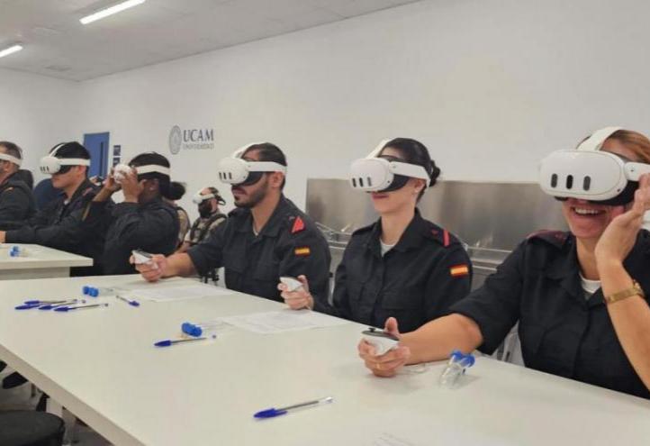 Members of the Marine Infantry School &#039;General Albacete y Fuster&#039; of Cartagena during one of the project&#039;s training sessions at UCAM Cartagena