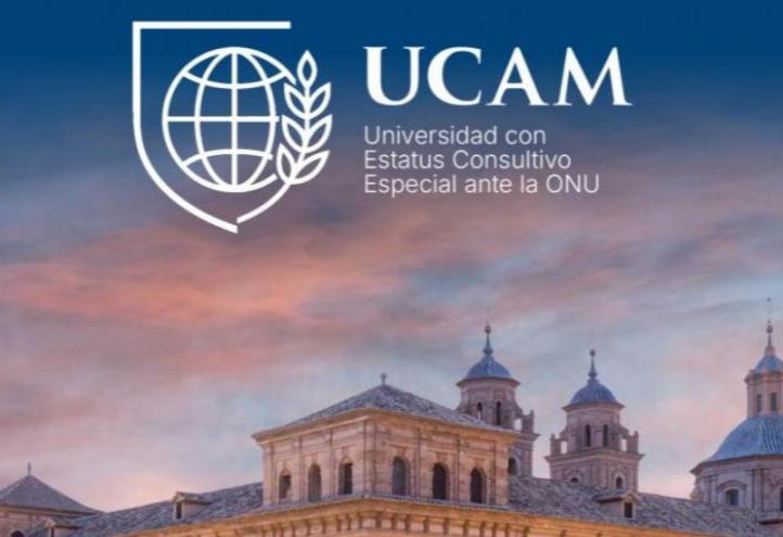 Creative artwork celebrating the recognition granted to UCAM by the UN
