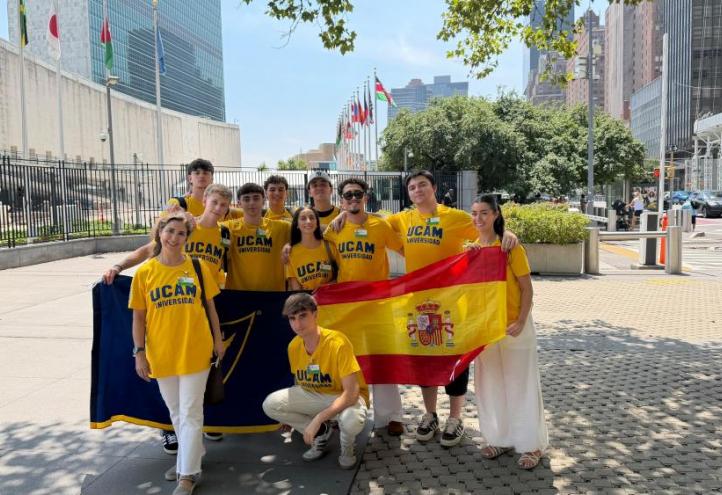 The group of students outside the United Nations Headquarters in New York.