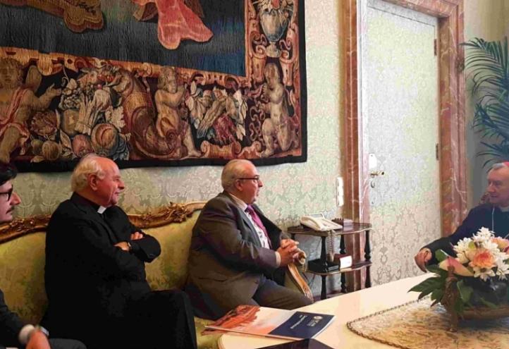 The secretary of the Vatican State receives president of UCAM in a private hearing